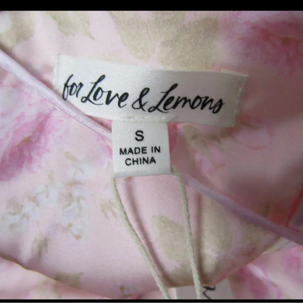 For Love & Lemons Pink Floral Chiffon Maxi Dress Small NWT Romantic - Picture 14 of 16